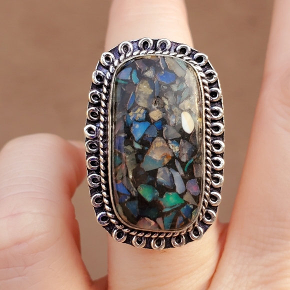 New Copper Ethiopian Opal 925 Silver Ring. - Picture 5 of 16